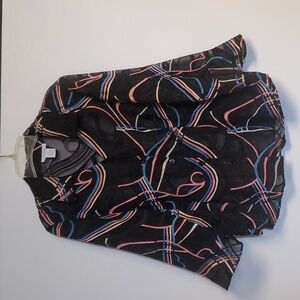 Dressbarn Black Sheer Contemporary Design Blouse 1X